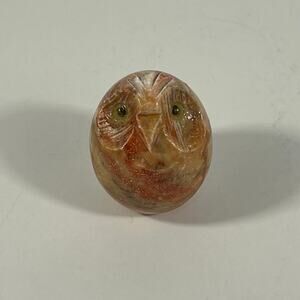 WOW! Adorable Vintage Hand Carved Stone Owl With Glass Eyes